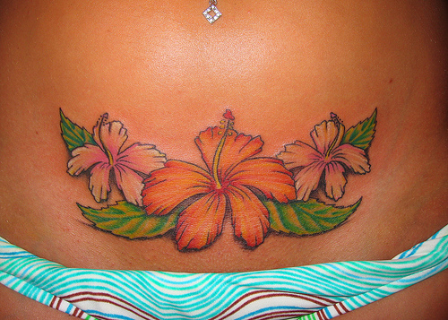 Flower Tattoo Designs Butterfly Tattoos and Belly Button Piercing