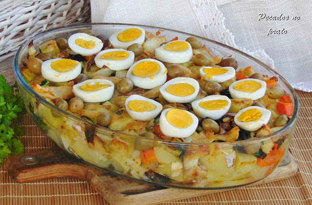 Bacalhau rápido no forno com legumes