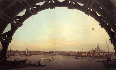 London seen through an arch of Westminster Bridge (1747) painting Canaletto