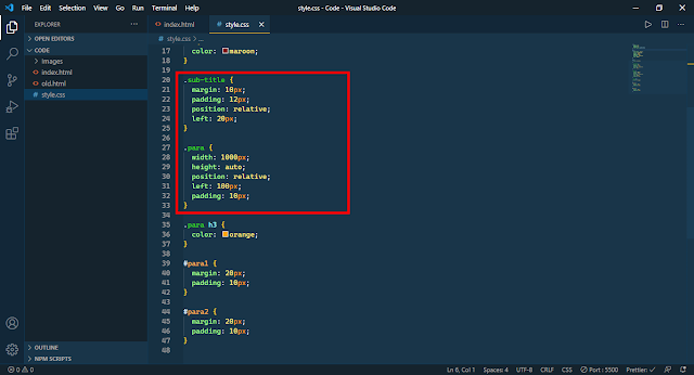 Class Selector Declarations