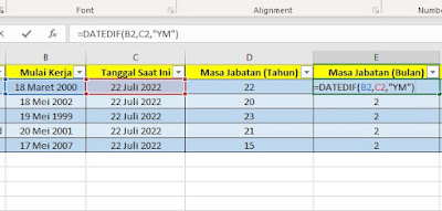 Fungsi DATEDIF