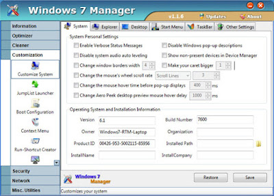 Windows 7 Manager Full 5.1.8 Final โปรแกรมทำความสะอาด ซ่อมแซมเครื่อง [One2up]