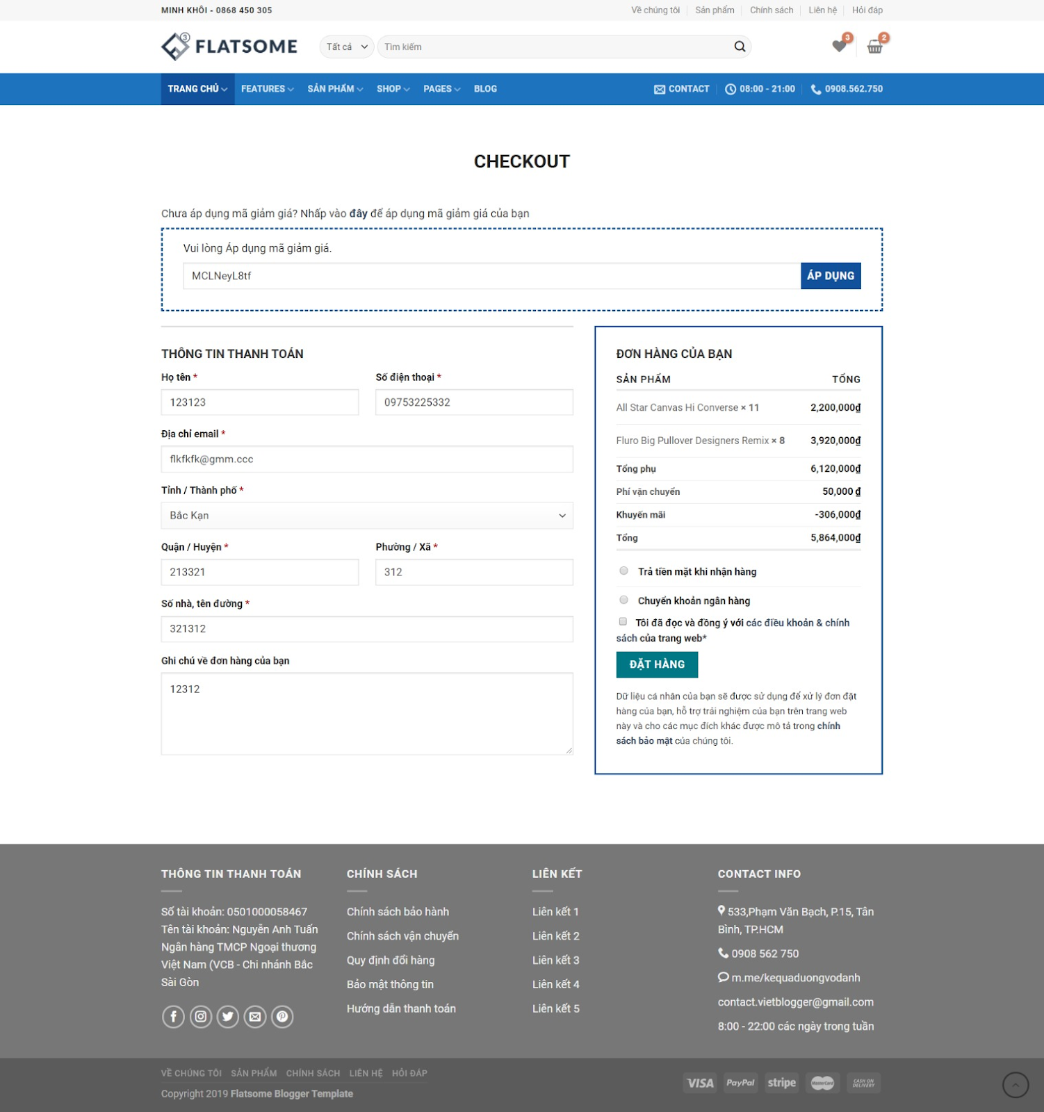 Mẫu bán hàng cao cấp Flatsome Theme Blogger