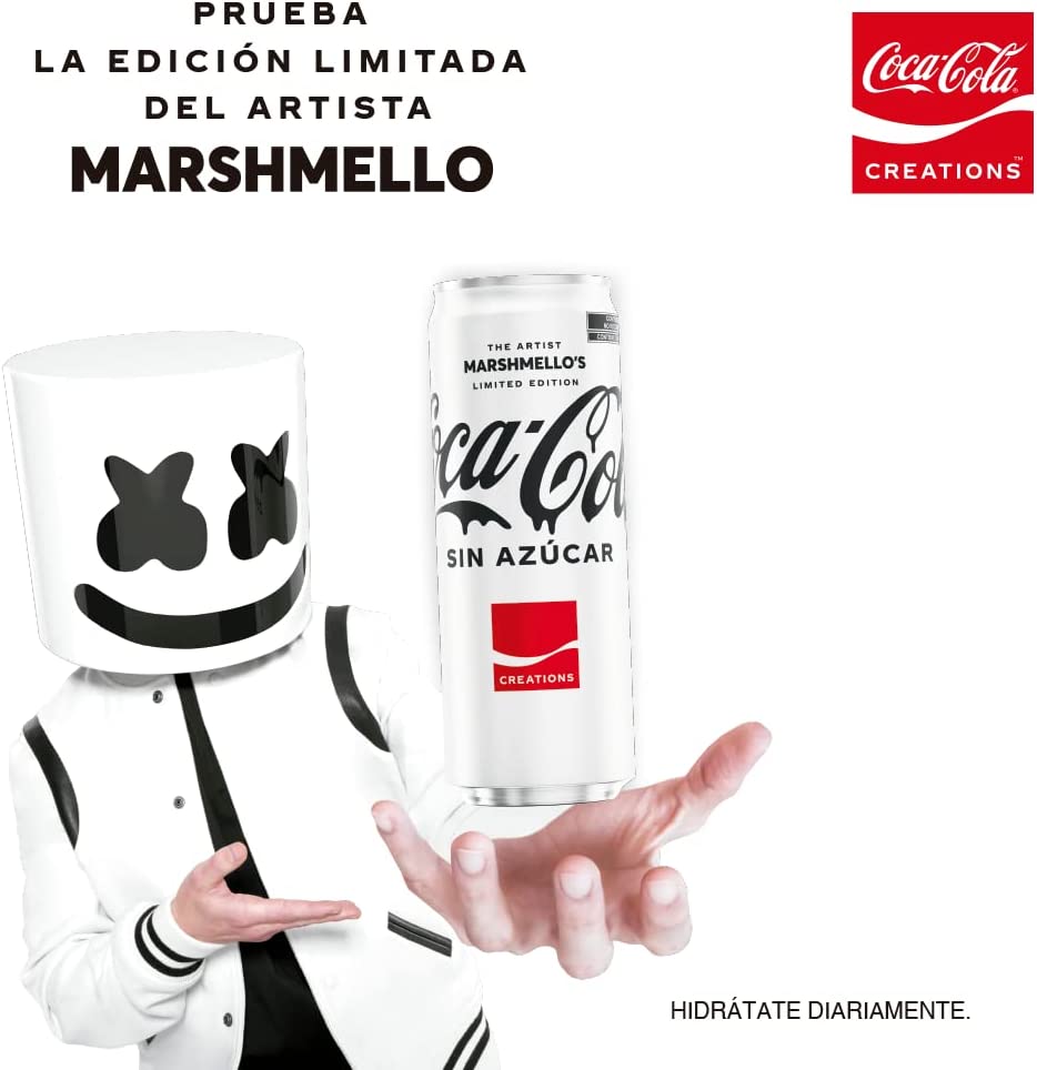 Prueba Coca-Cola Sin Azúcar Edición Limitada del Artista Marshmello 6 Pack Creations Refresco de 355 ml cada uno