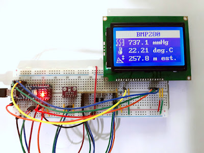 The BMP280 sensor on the breadboard