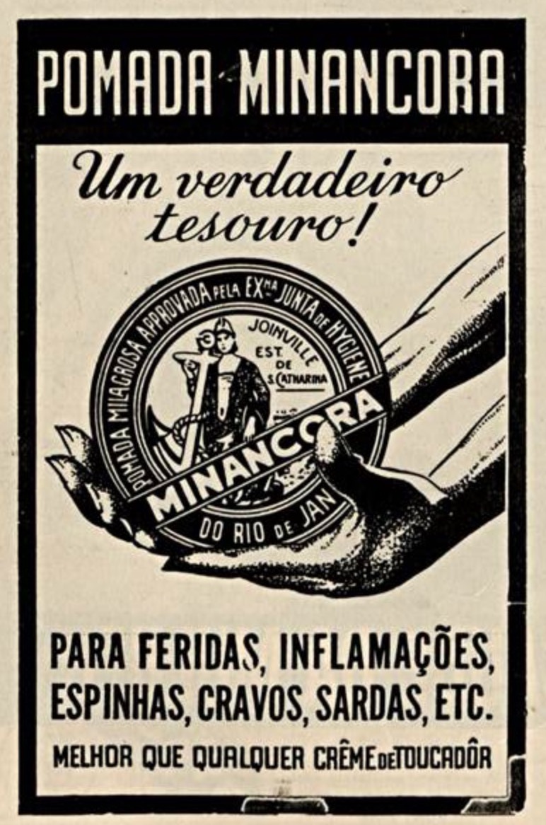 Anúncio veiculado em 1940 promovendo os benefícios da Pomada Minâncora
