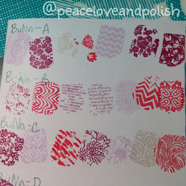 stamping swatches, BuNa A, B, C