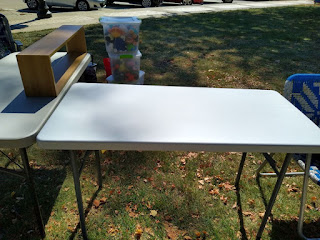 Folding table being used at a Farmers Market