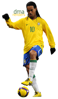 Foto Ronaldinho dengan kostum tim nasional Brazil