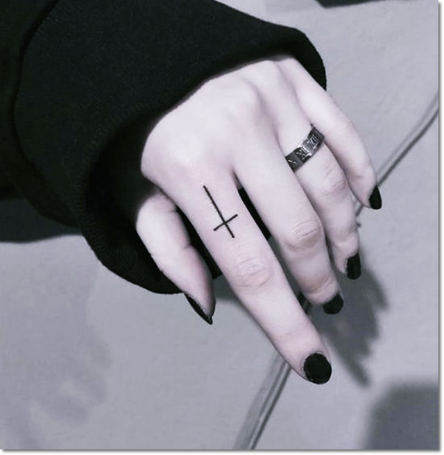 cool cross tattoos female, finger tattoo