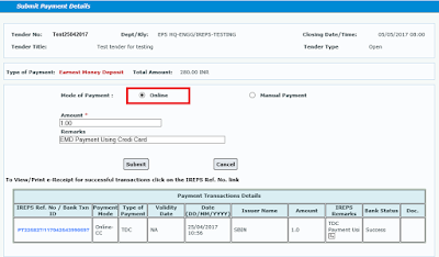 Works Tender TDC Payment Using Credit Card 21