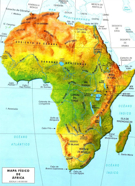 Resultado de imagen de mapa fisico de africa