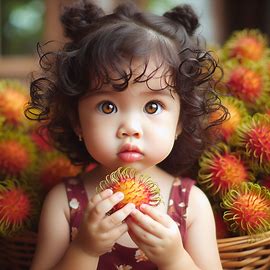 anak kecil makan rambutan