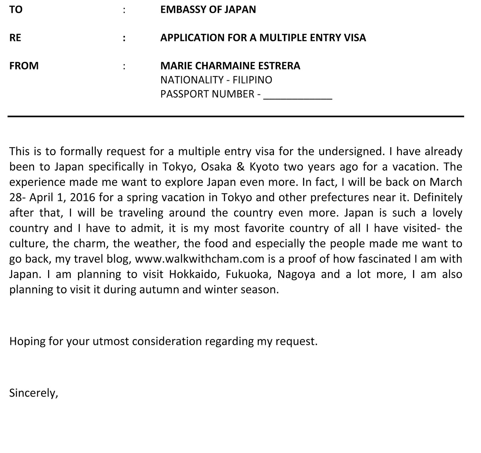 Sample Letter For Visa Request To Embassy - best photos of ...