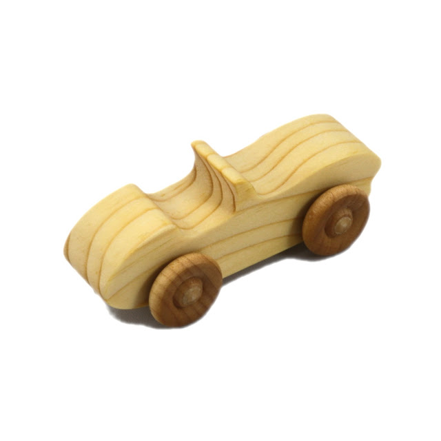 Wood Toy Car, Convertible Sports Coupe, Handmade and Finished with Mineral Oil and Bees Wax, Miniature Snazzy Ripsnorter