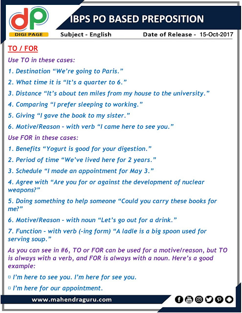 DP | Preposition Based on IBPS PO | 15 - 10 - 2017