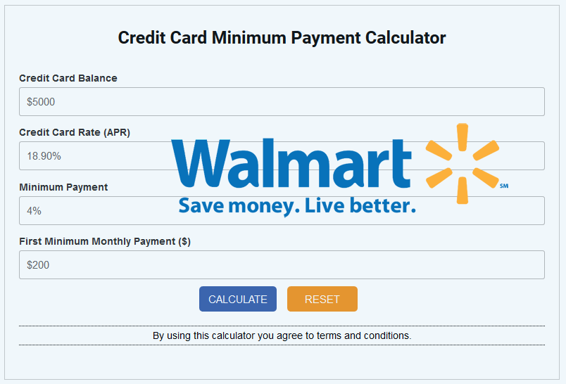 Walmart Credit Card Payment Calculator