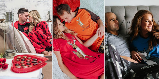 The Cutest Valentine's Day Gift for Cohabitant Partners. If you're looking for the cutest gift to give your partner for this Valentine's Day you'll find it here. #matchingpjs #matchingpajamas #couplesmatchingpjs #couplepjs #couplepajamas #cohabitantpartners #valentinesday #valentinesdaygiftideas #pjsets #cutepajamas #lazyone #valentinesday2020