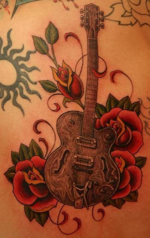 Guitar Tattoo Design on Arm for Girls 2011