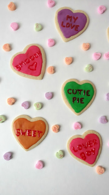 Make these darling (and delicious) conversation heart cookies for Valentines and share the love!