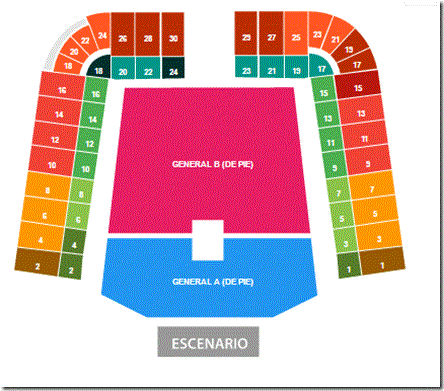 The Weeknd mapa de Zonas de boletos
