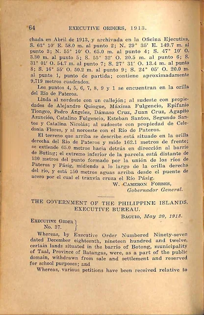 >Executive Order No. 37 series of 1913, English version.