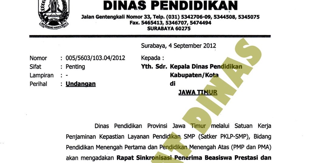 Contoh Surat Dinas Resmi