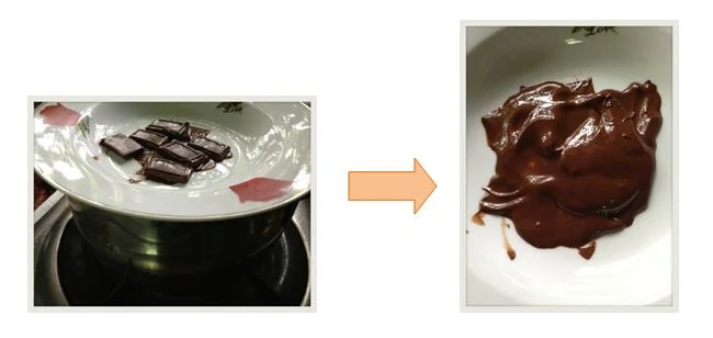 ช็อคโกแลตก่อนและหลังละลาย