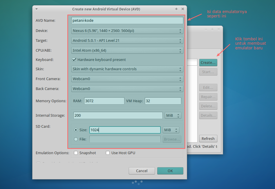 Pemrograman Android di Linux Menggunakan Android Studio