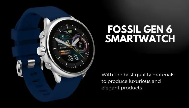 Photo of Fossil Gen 6 Smartwatch in blue with a black background