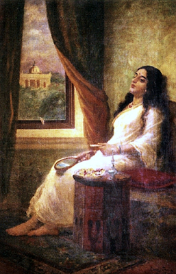 In Contemplation painting Raja Ravi Varma