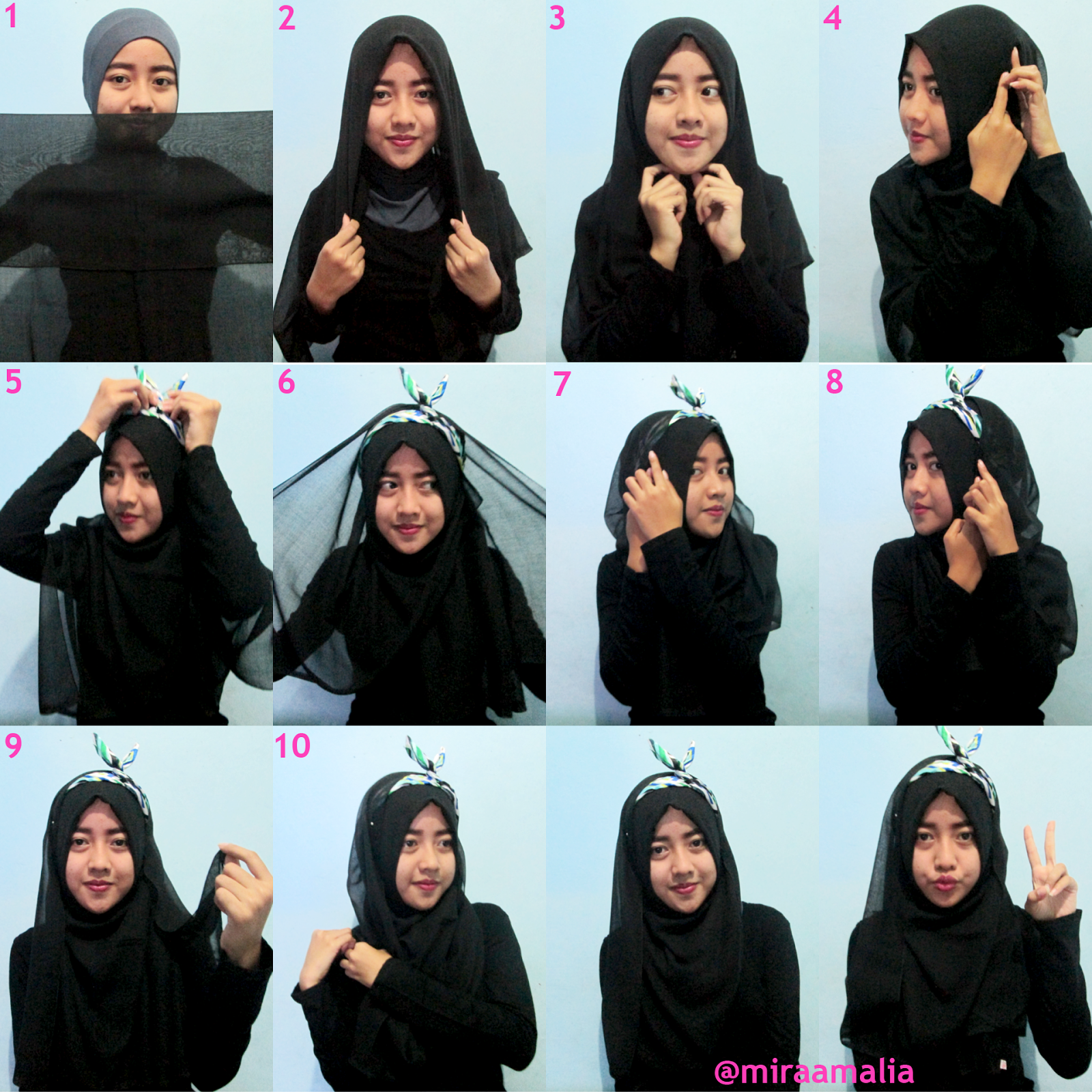 80 Galery Tutorial Hijab Segi Empat Headband Untuk Lebaran