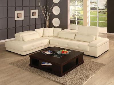 Living Room Interior Design with Modern Leather Sofa