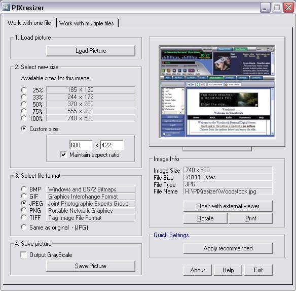 Free PIXresizer - Free Image Resizer