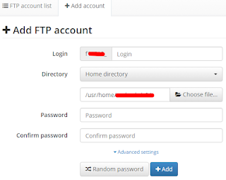 Form Tambah akun FTP