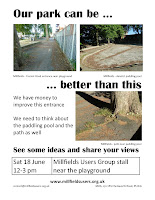 poster: Our park can be better than this - north entrance, paddling pool and path