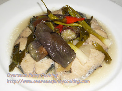 Tanguigue Steak Paksiw with Eggplant Dish