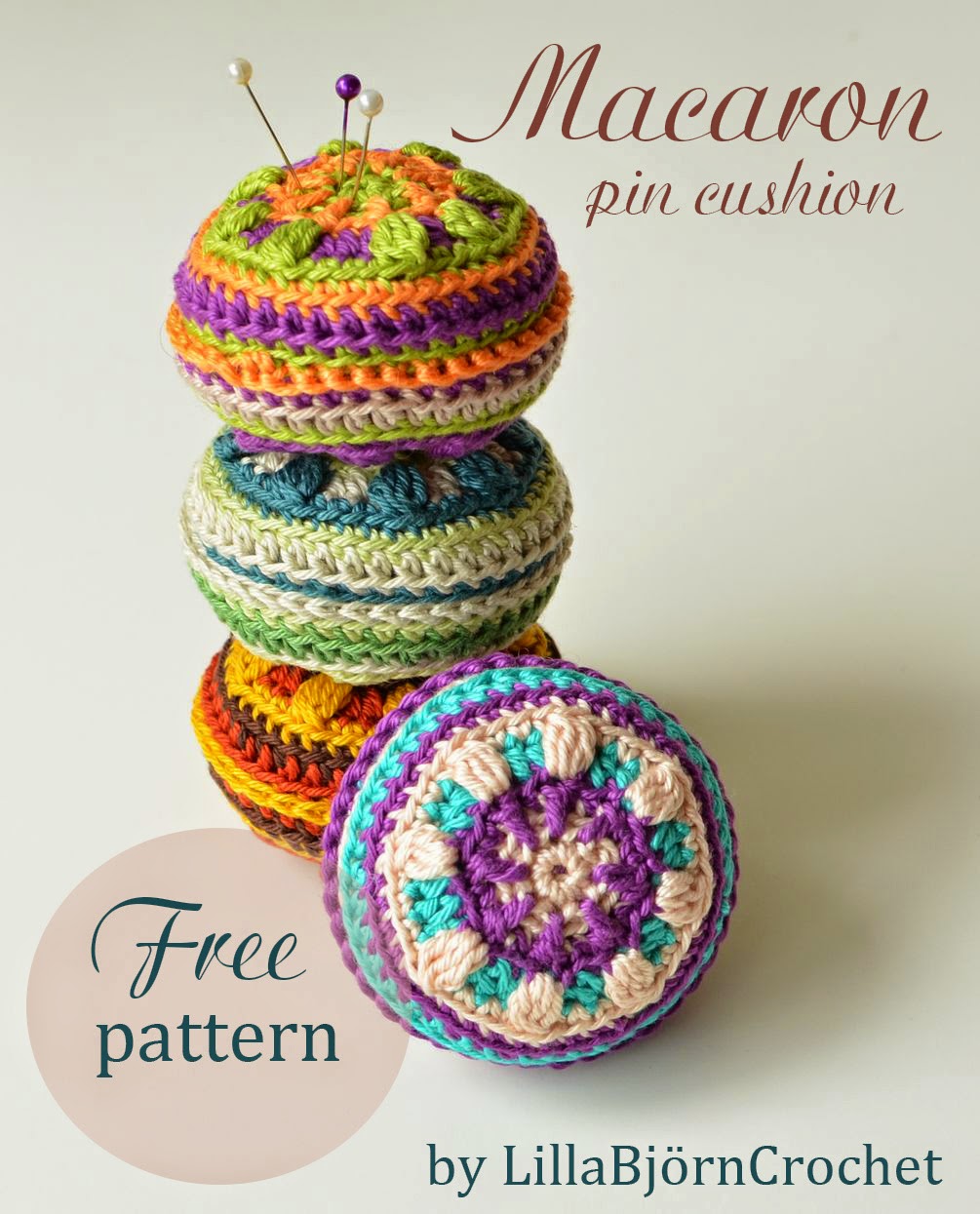 Macaron Pin Cushion by by www.lillabjorncrochet.com