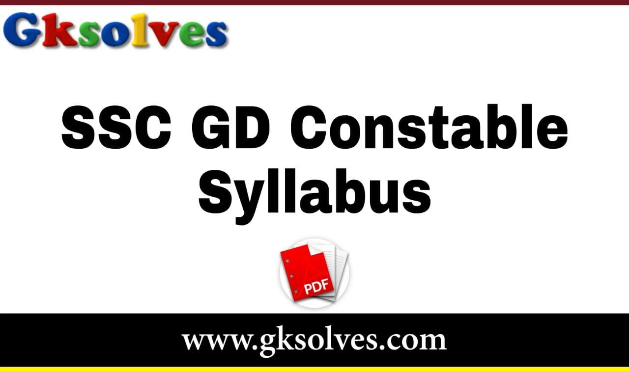 SSC GD Constable Syllabus Pdf - Download SSC GD Syllabus Constable #ssc.nic.in