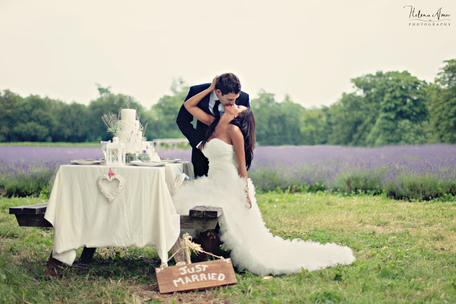 outdoors intimate wedding on a lavender field