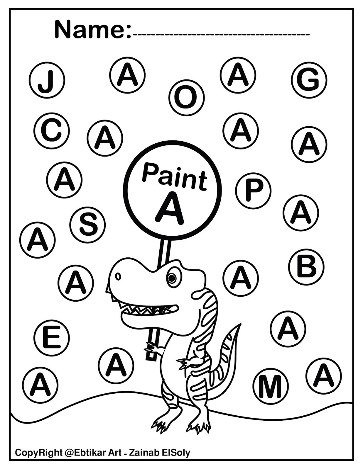 Download Set of ABC Dinosaur Trex Activity Paint a Dot Preschool ...