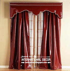Red leather curtains and valance, bright curtains 2015, unique curtain ideas