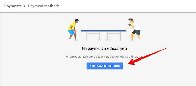 Klik add payment method google adsense