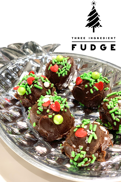 round pieces of fudge in a silver pineapple dish