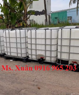 Bồn nhựa cũ 1000 lít đựng hóa chất, tank nhựa ibc 1000 lít cũ