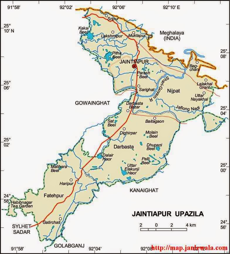 jaintiapur upazila map of bangladesh