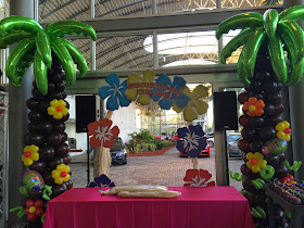  Palm tree balloon column for Hawaii party decoration