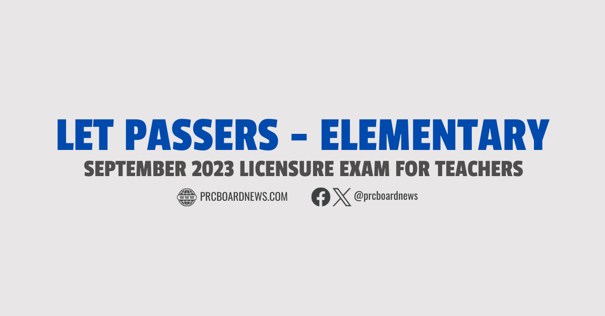 September 2023 LET Result Elementary Level passers