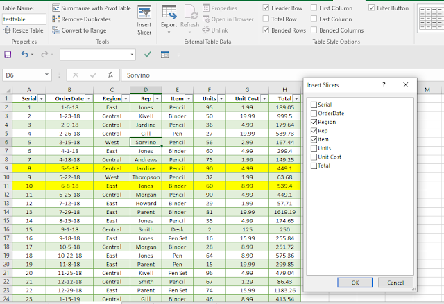 excel slicers