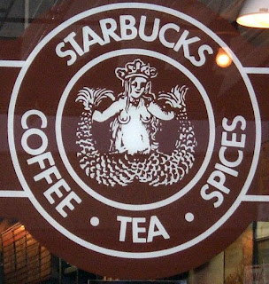 Original Starbucks logo at Pike Place Market shop